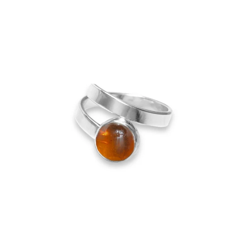 Sterling silver and 8mm Amber ring